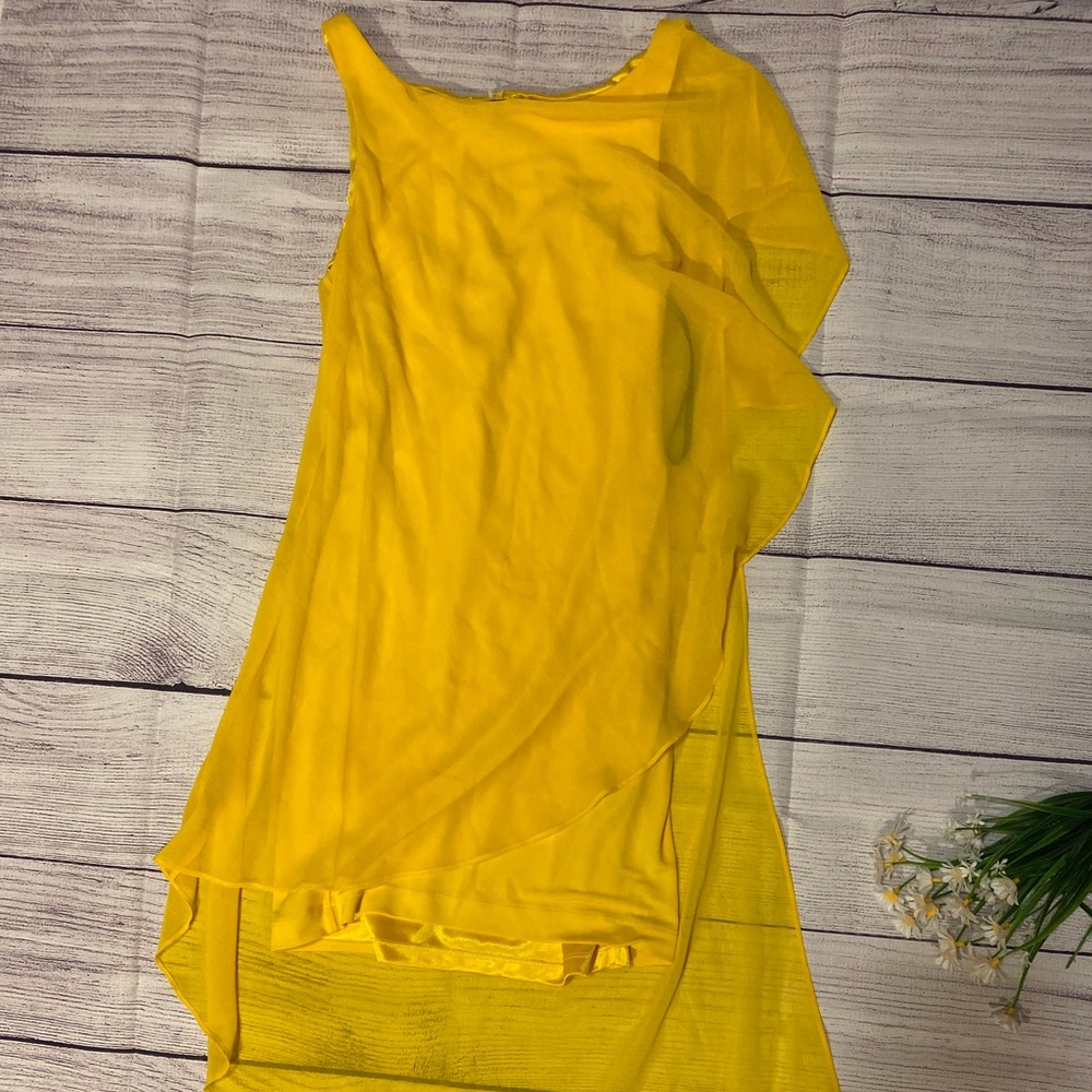 Bebe Yellow Cape Dress